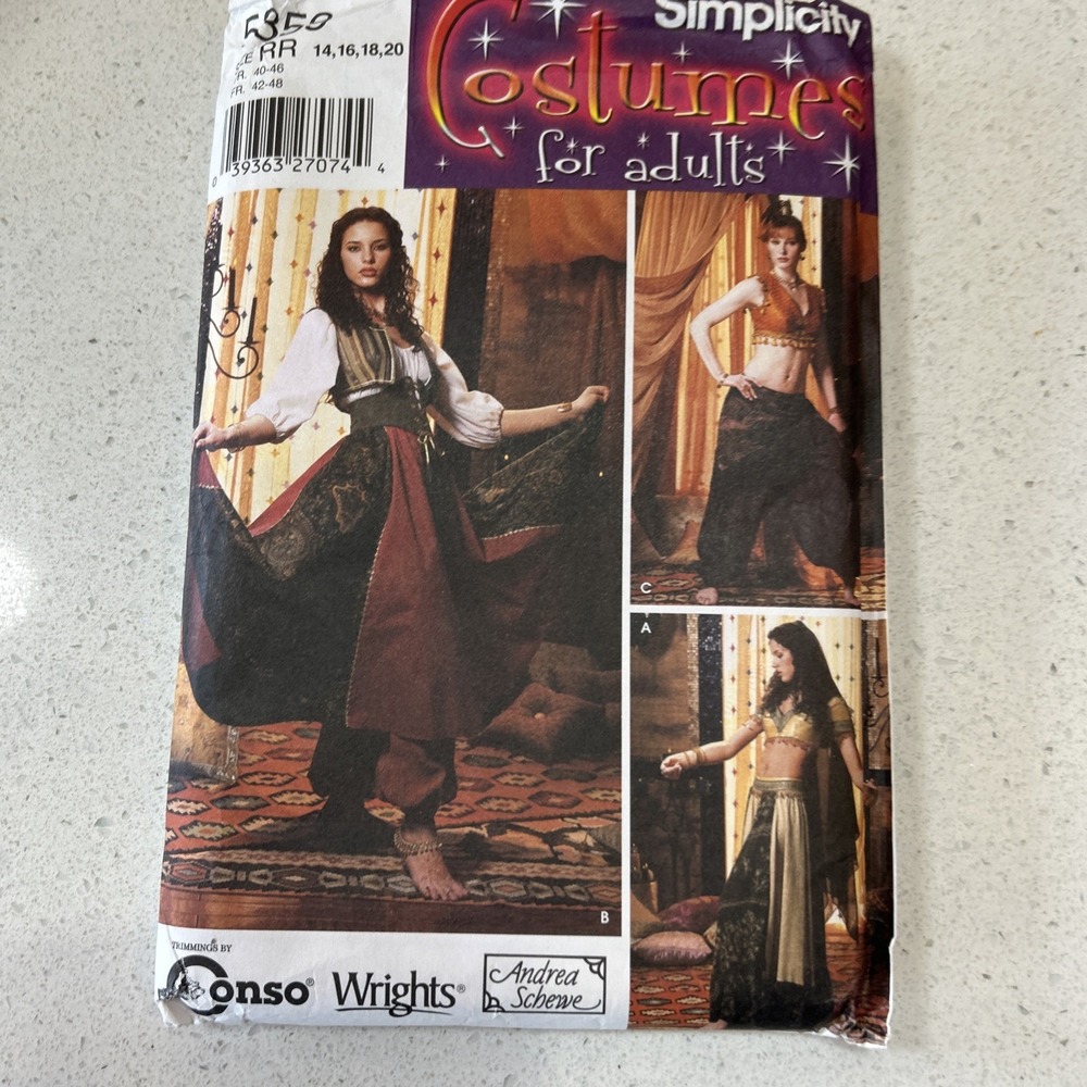 Simplicity Belly Dancer Size 14-20 COSTUME‎ Sewing Patterns NEW UNCUT 16 Pieces!